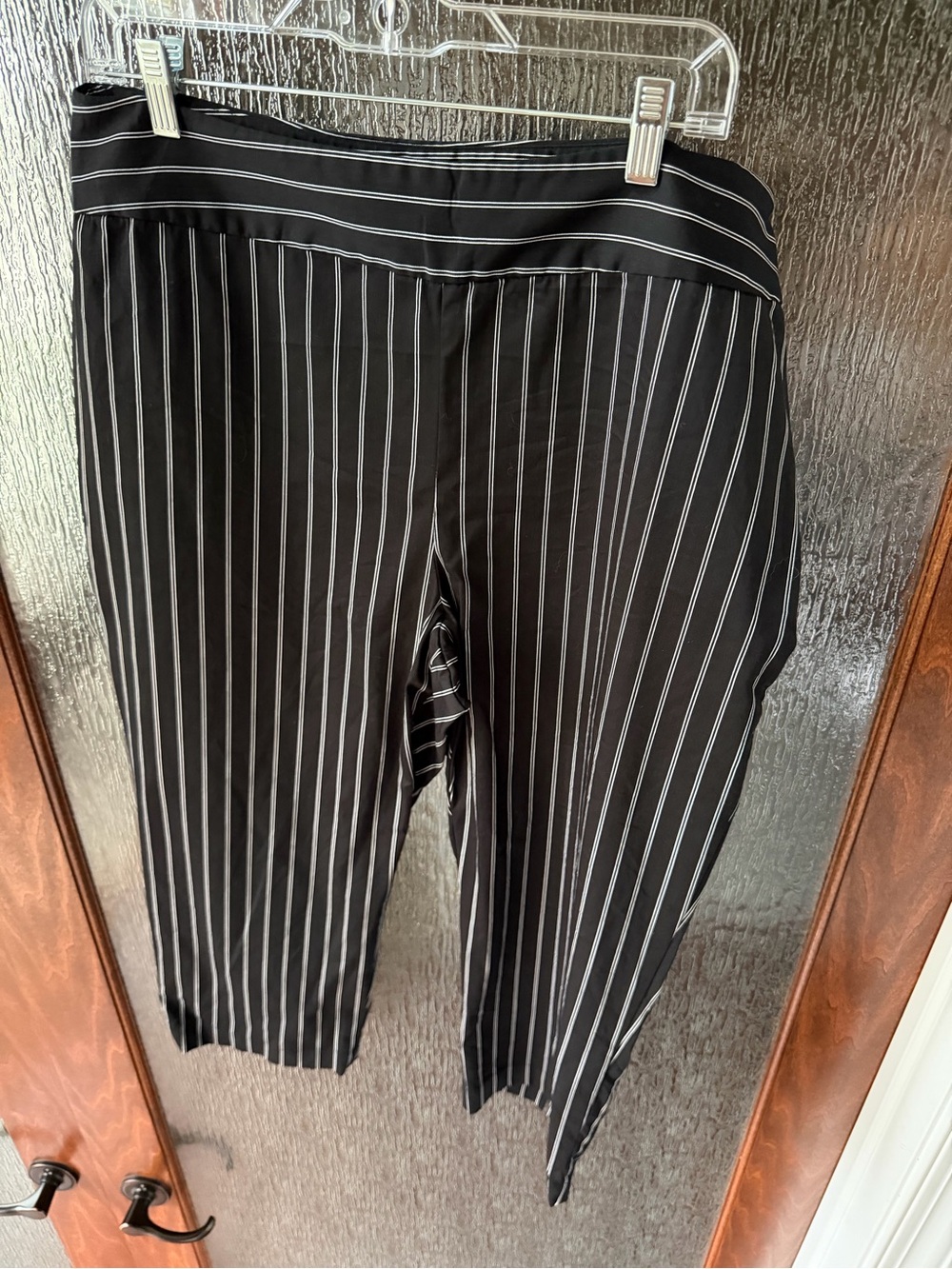 Chico’s Black & White Pinstripe Capri Pants Size 3 XL/XXL